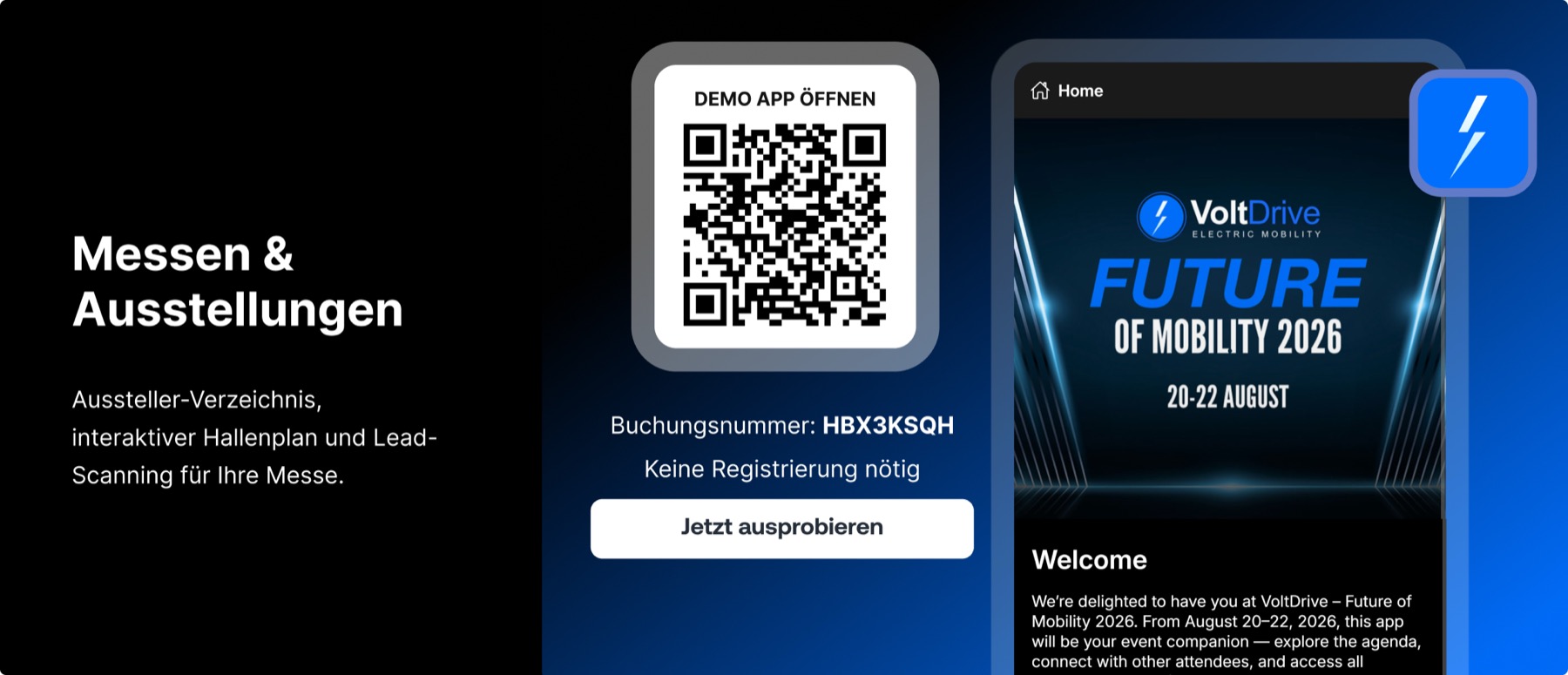 Event-App für Messen und Ausstellungen: Aussteller-Verzeichnis, interaktiver Hallenplan und Lead-Scanning