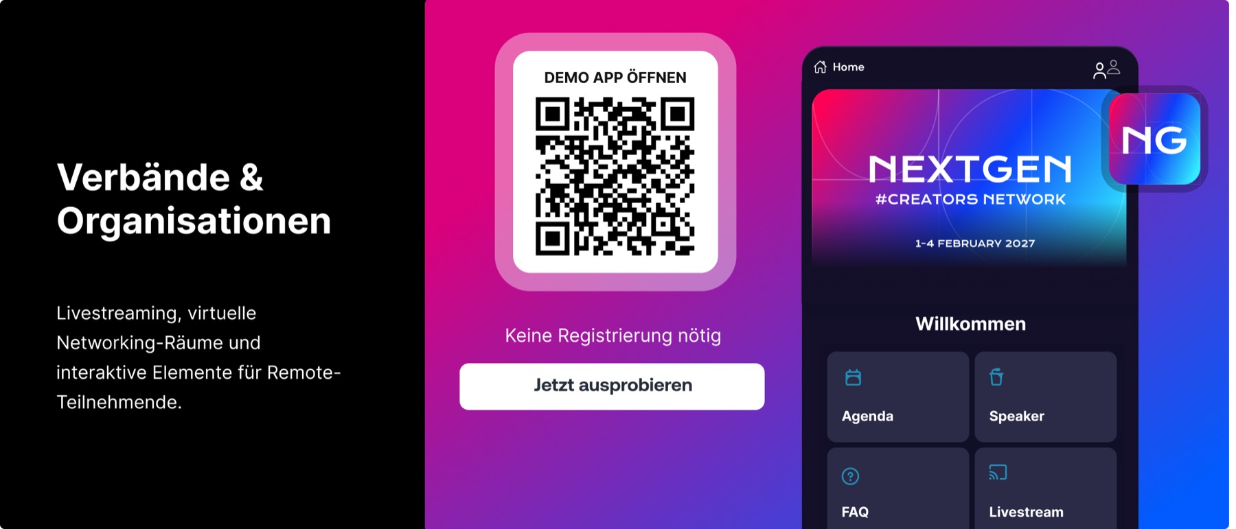 Event-App für Verbände und Organisationen: Livestreaming, virtuelle Networking-Räume und interaktive Elemente