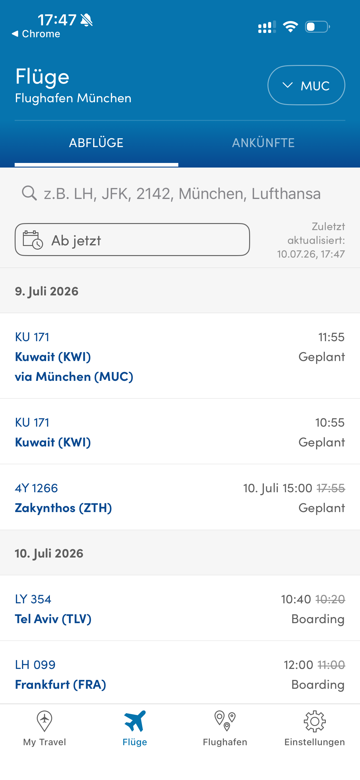 Passngr App: Abflüge und Ankünfte live
