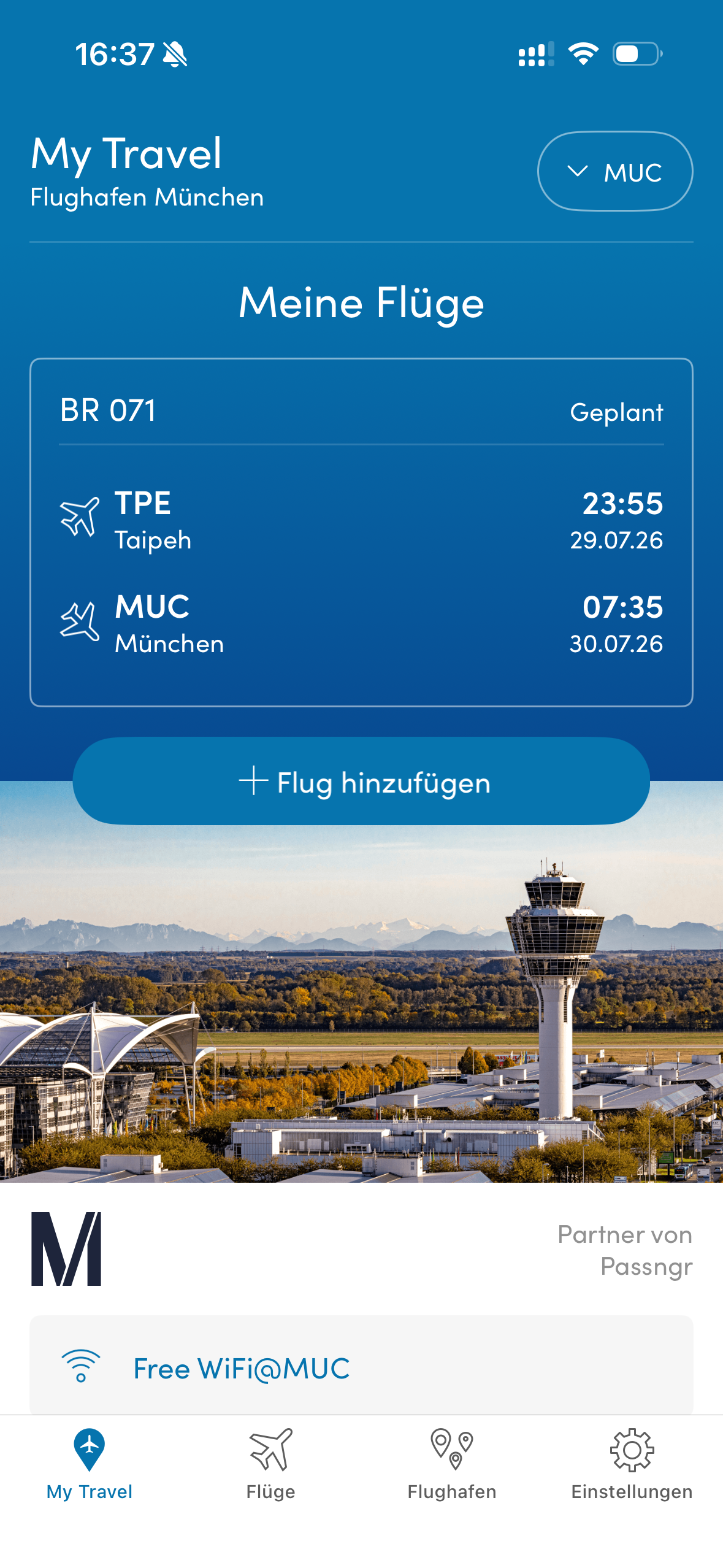 Passngr App: My Travel – Meine Flüge mit gespeichertem Flug